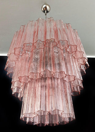 Murano Pink Glass Tube Chandelier