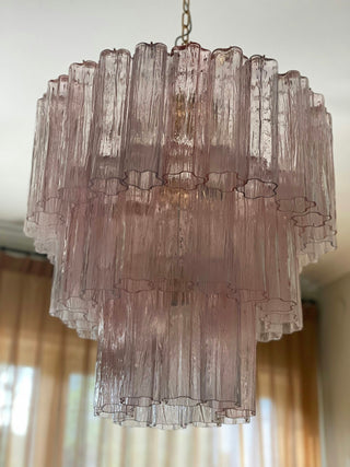 Murano Pink Glass Tube Chandelier