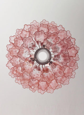 Murano Pink Glass Tube Chandelier