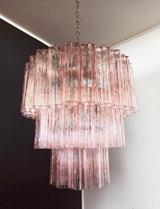 Murano Pink Glass Tube Chandelier