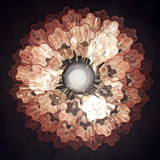 Murano Pink Glass Tube Chandelier