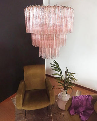 Murano Pink Glass Tube Chandelier