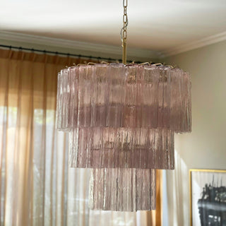 Murano Pink Glass Tube Chandelier