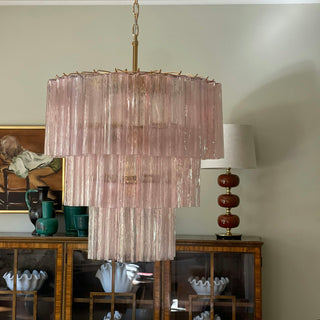 Murano Pink Glass Tube Chandelier