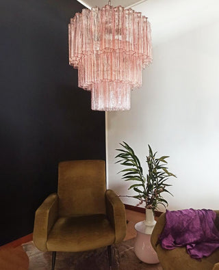 Murano Pink Glass Tube Chandelier