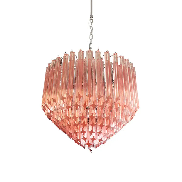 Murano Quadriedri Prisms Pink Chandelier