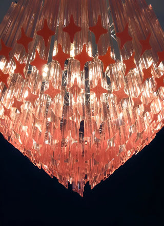 Murano Quadriedri Prisms Pink Chandelier