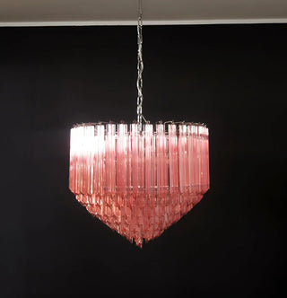 Murano Quadriedri Prisms Pink Chandelier