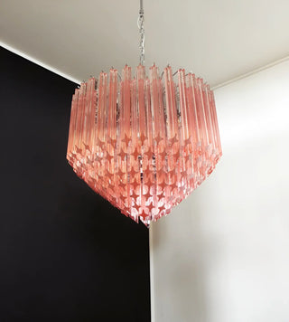 Murano Quadriedri Prisms Pink Chandelier