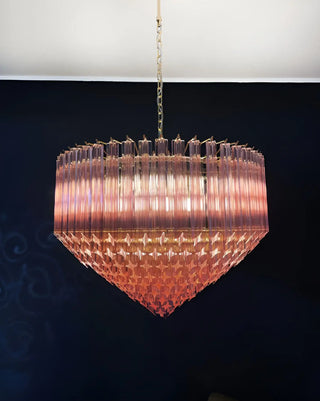 Murano Quadriedri Prisms Pink Chandelier