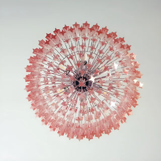 Murano Quadriedri Prisms Pink Chandelier