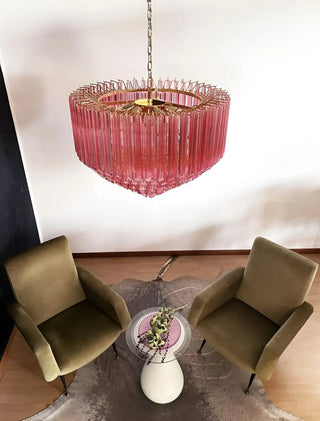 Murano Quadriedri Prisms Pink Chandelier