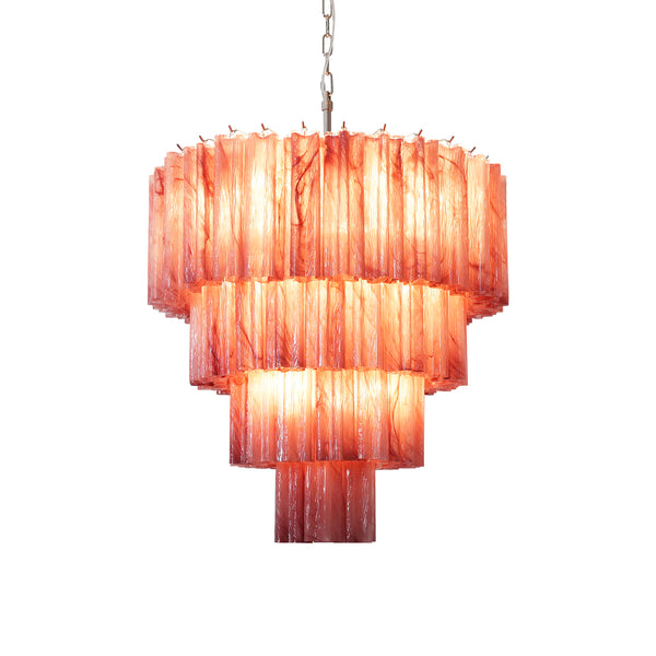 Murano Red Glass Tubes Chandelier