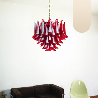 Vintage Red Glass Murano Petals Chandelier