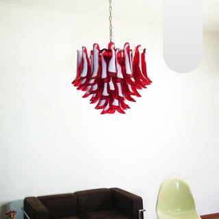 Vintage Red Glass Murano Petals Chandelier