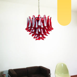 Vintage Red Glass Murano Petals Chandelier