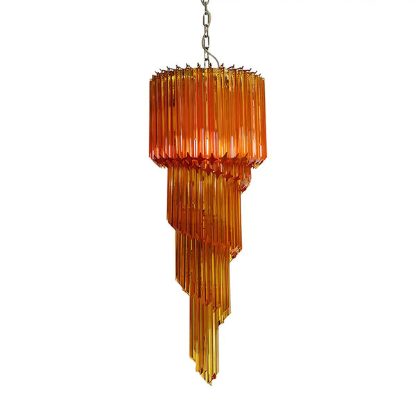 Murano Spiral Amber Prism Glass Chandelier