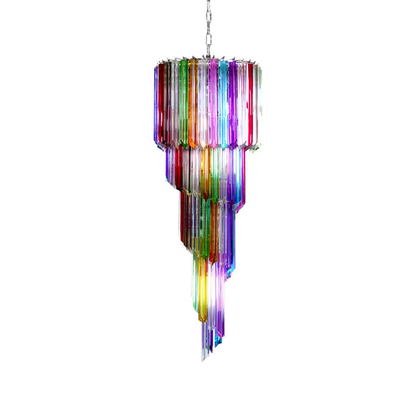 Murano Spiral Multicolor Prism Glass Chandelier