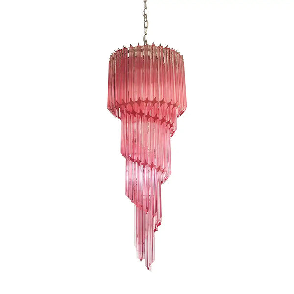 Murano Spiral Pink Prism Glass Chandelier