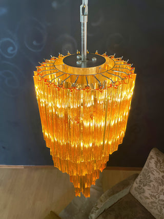 Murano Spiral Prisms Amber Chandelier