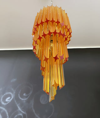 Murano Spiral Prisms Amber Chandelier