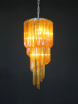 Murano Spiral Prisms Amber Chandelier