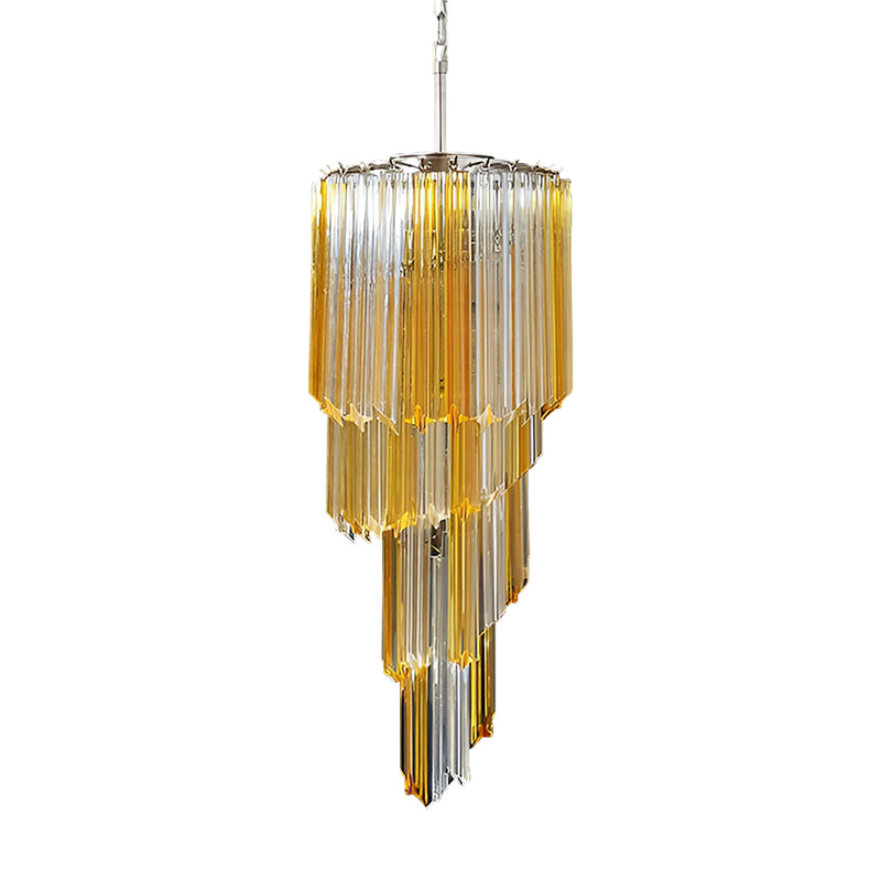 Murano Spiral Prisms Transparent Amber Chandelier | Korewolamp