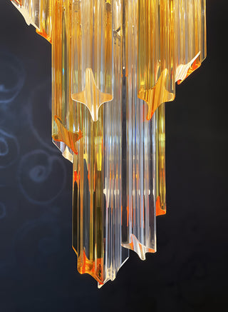 Murano Spiral Prisms Transparent Amber Chandelier