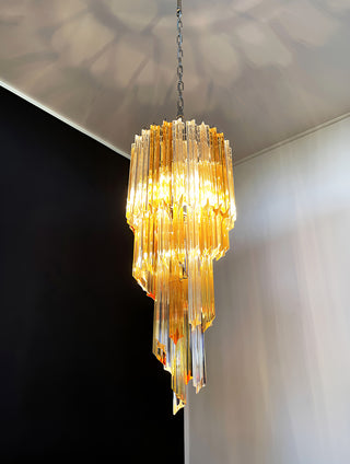 Murano Spiral Prisms Transparent Amber Chandelier