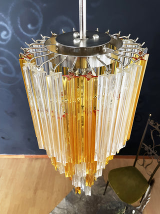 Murano Spiral Prisms Transparent Amber Chandelier