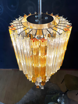 Murano Spiral Prisms Transparent Amber Chandelier