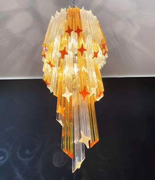 Murano Spiral Prisms Transparent Amber Chandelier