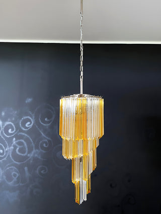 Murano Spiral Prisms Transparent Amber Chandelier