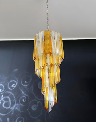 Murano Spiral Prisms Transparent Amber Chandelier