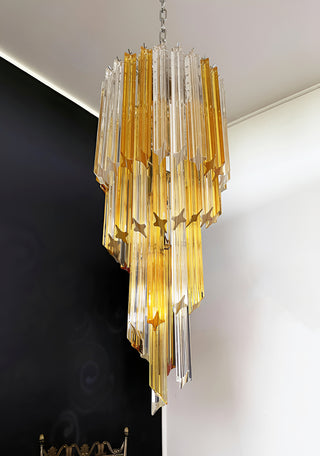 Murano Spiral Prisms Transparent Amber Chandelier