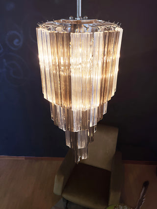 Murano Spiral Prisms Transparent Smoked Chandelier