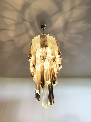 Murano Spiral Prisms Transparent Smoked Chandelier