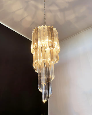 Murano Spiral Prisms Transparent Smoked Chandelier