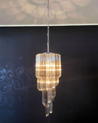 Murano Spiral Prisms Transparent Smoked Chandelier