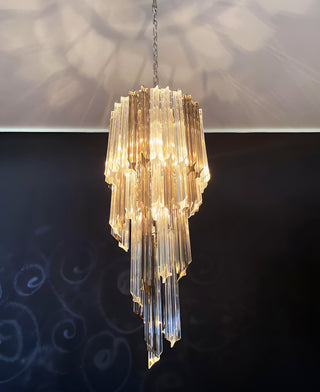 Murano Spiral Prisms Transparent Smoked Chandelier