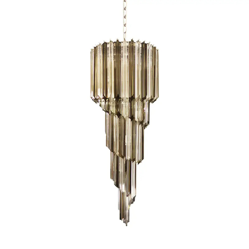 Murano Spiral Transparent Smoked Prism Glass Chandelier | Korewolamp