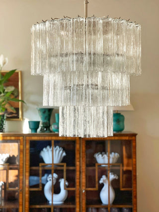 Murano Transparent Glass Tube Chandelier