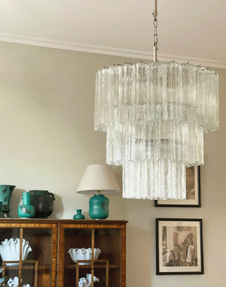 Murano Transparent Glass Tube Chandelier