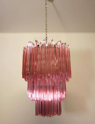 Murano Triedri Prisms Pink Chandelier