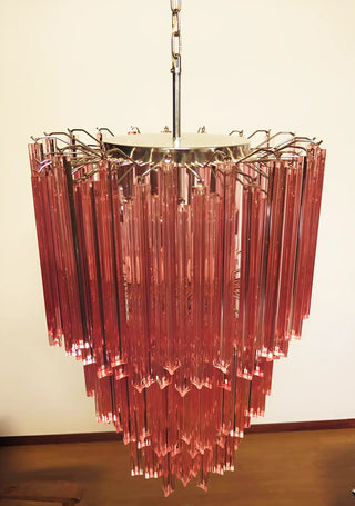 Murano Triedri Prisms Pink Chandelier