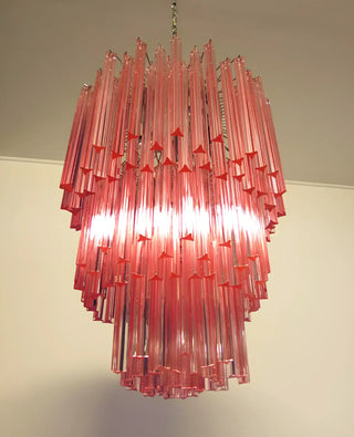 Murano Triedri Prisms Pink Chandelier