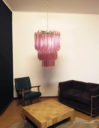 Murano Triedri Prisms Pink Chandelier