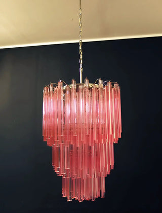 Murano Triedri Prisms Pink Chandelier