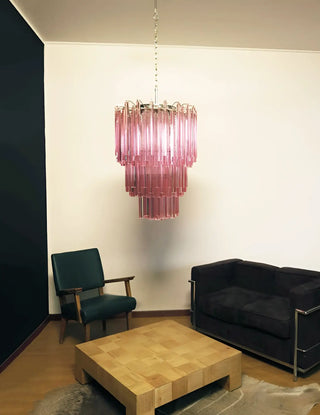 Murano Triedri Prisms Pink Chandelier