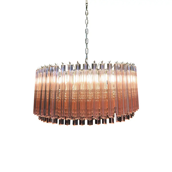 Murano Triedri Round Prisms Pink Chandelier